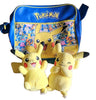 Pikachu Bundle - Light Blue Pikachu Bag/Satchel Carry Case & 2x Pikachu Soft Toy
